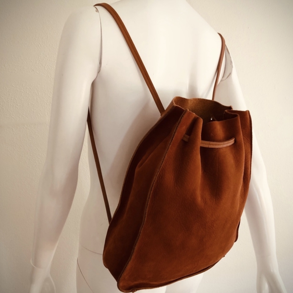 Vintage Furla Leather Drawstring Backpack